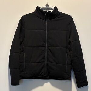 Quilted Full-Zip Sweatshirt Jacket - Women’s Small, Black